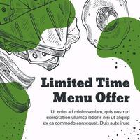 offre de menu à durée limitée, restaurant ou café vecteur