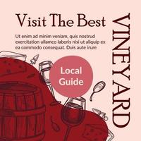 visitez le meilleur vignoble, vecteur de bannière de guide local