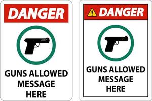 danger armes à feu autorisées signe armes autorisées message ici vecteur