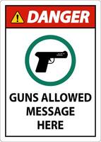 danger armes à feu autorisées signe armes autorisées message ici vecteur