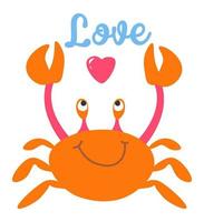 personnage animal de crabe, vecteur d'amour de la faune marine