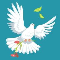 colombe avec branche de fleur, symbole de vecteur de paix