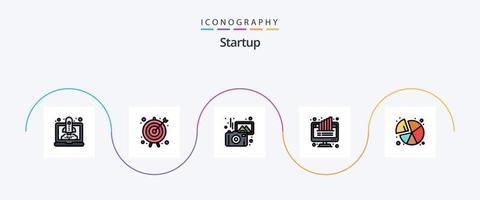 pack d'icônes plat 5 rempli de ligne de démarrage, y compris le graphique. surveiller. images. l'ordinateur. graphique vecteur