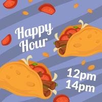 menu happy hour, réduction sur la nourriture et les plats mexicains vecteur