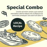 combo spécial, recettes locales, bannière de plats savoureux vecteur