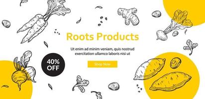 produits racines aliments de saison à vendre boutique en ligne vecteur