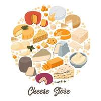 marché aux fromages ou magasin avec une variété de produits vecteur