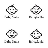 modèle de logo de sourire de visage de bébé heureux mignon vecteur