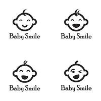 modèle de logo de sourire de visage de bébé heureux mignon vecteur