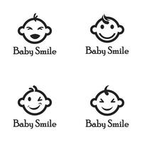 modèle de logo de sourire de visage de bébé heureux mignon vecteur