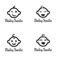 modèle de logo de sourire de visage de bébé heureux mignon vecteur