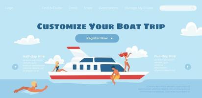 personnalisez votre voyage en bateau, inscrivez-vous maintenant sur le web vecteur