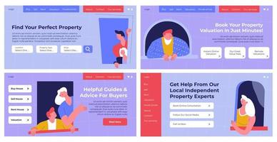 ensemble de bannière de site Web de service d'agence immobilière vecteur