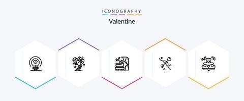 pack d'icônes valentine 25 lignes, y compris l'amour. l'amour. fleur. journée. Valentin vecteur
