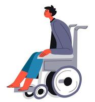 homme assis en fauteuil roulant handicapé accessibilité vecteur