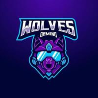 loup esport gaming mascotte logo design illustration vecteur