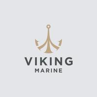 logo d'emblèmes rétro marins avec logo d'ancre viking - vecteur