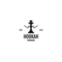 narguilé plat shisha fumer silhouette logo design modèle vectoriel pour café, boutique, club, salon