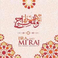 al-isra wal mi'raj. traduire le voyage nocturne du prophète muhammad illustration vectorielle pour les modèles de cartes de voeux vecteur