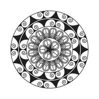 conception de mandala motif décoratif décoration flocon de neige sur la conception de motif de fleur noire vecteur