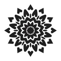 conception de mandala motif décoratif décoration flocon de neige sur la conception de motif de fleur noire vecteur