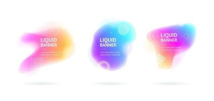 bannière de carte sertie de concept de conception de formes liquides colorées abstraites. vecteur
