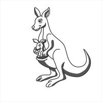 un kangourou mignon et sa conception d'illustration d'art enfant en vecteur pour livre de coloriage pour enfants