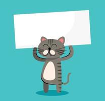 chat mignon tenant une illustration vectorielle de bannière vierge vecteur