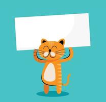 chat mignon tenant une illustration vectorielle de bannière vierge vecteur