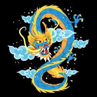 dragon chinois avec illustration de nuage vecteur