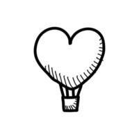 amour icône de ballon à air chaud avec style de dessin à la main vecteur