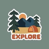 explorez la nature avec la conception de camping pour le badge, l'autocollant, le patch, la conception de vecteur de t-shirt