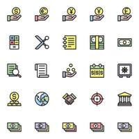 icônes de contour de couleur remplies pour les affaires et les finances. vecteur