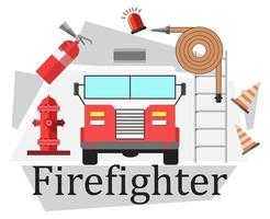brigade de pompiers et équipement pour les blessés vecteur