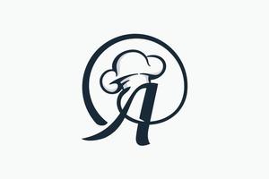 logo du chef avec une combinaison de la lettre a et du chapeau de chef pour toute entreprise, en particulier pour le restaurant, le café, la restauration, etc. vecteur