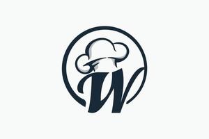 logo du chef avec une combinaison de la lettre w et du chapeau de chef pour toute entreprise, en particulier pour le restaurant, le café, la restauration, etc. vecteur