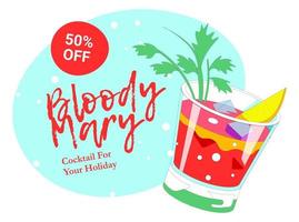 Bloody Marry Cocktail, 50 % de réduction sur l'offre du bar vecteur