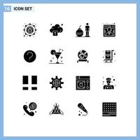 ensemble de 16 symboles d'icônes d'interface utilisateur modernes signes pour l'interface utilisateur support de dette de base éléments de conception vectoriels modifiables par le client vecteur