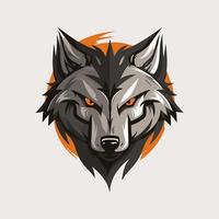 vecteur de conception de logo de mascotte tête de loup avec fond isolé pour l'identité d'entreprise