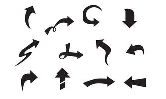 ensemble de directions de flèches aléatoires noires, utilisées comme directions ou icônes dans les médias vecteur