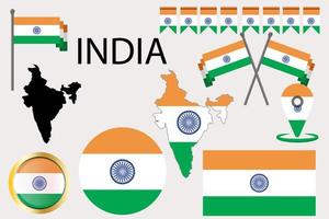 drapeau et carte du pays de l'inde. vecteurs