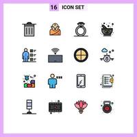interface mobile ligne remplie de couleurs plates ensemble de 16 pictogrammes des capacités des employés présents phytothérapie éléments de conception vectoriels créatifs modifiables vecteur