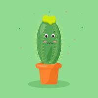 beau pot de cactus kawaii, superbe design à toutes fins. conception blanche. illustration de vecteur de dessin animé.