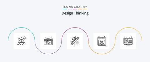 pack d'icônes design thinking line 5, y compris le travail. travail de conception. graphique. motif. innovation vecteur