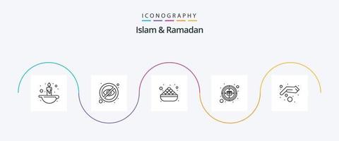 pack d'icônes de la ligne 5 de l'islam et du ramadan, y compris la charité. qibla. bol. kaaba. Rendez-vous vecteur