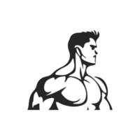 un logo noir et blanc simple mais puissant représentant un homme athlétique. bon pour le gymnase. vecteur