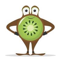 tranche de kiwi frais personnage fruit logo icône illustration design vecteur