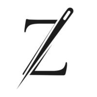 lettre initiale z logo tailleur, combinaison aiguille et fil pour broder, textile, mode, tissu, tissu, modèle de couleur dorée vecteur