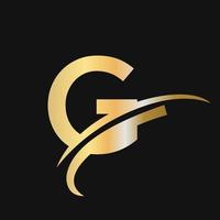 création de logo lettre initiale g avec logo d'entreprise alphabet basé sur le logo swoosh vecteur