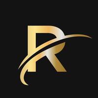 création de logo de lettre initiale r avec logo d'entreprise alphabet basé sur le logo swoosh vecteur